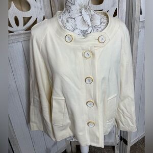 New! Cartise Women's Red Cream Jacket Blazer Blouse Large Button Sz 10 US